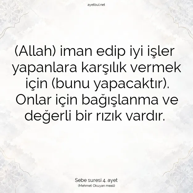 Ayetbul | Kuran Mealleri | Quran | Sebe suresi 4. ayet