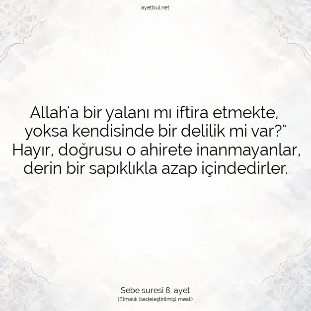 Ayetbul | Kuran Mealleri | Quran | Sebe suresi 8. ayet