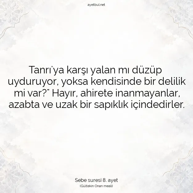 Ayetbul | Kuran Mealleri | Quran | Sebe suresi 8. ayet