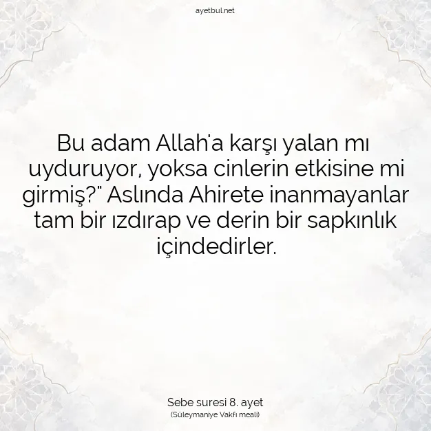 Ayetbul | Kuran Mealleri | Quran | Sebe suresi 8. ayet