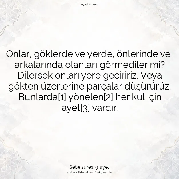 Ayetbul | Kuran Mealleri | Quran | Sebe suresi 9. ayet