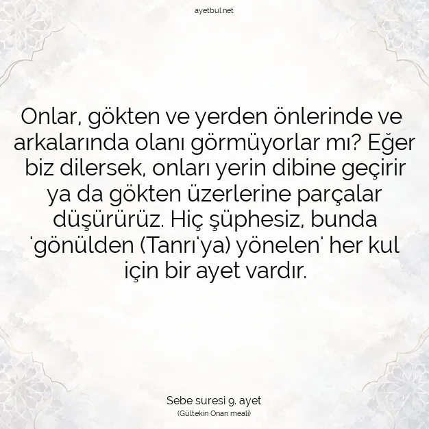 Ayetbul | Kuran Mealleri | Quran | Sebe suresi 9. ayet