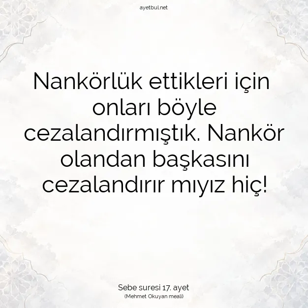 Ayetbul | Kuran Mealleri | Quran | Sebe suresi 17. ayet