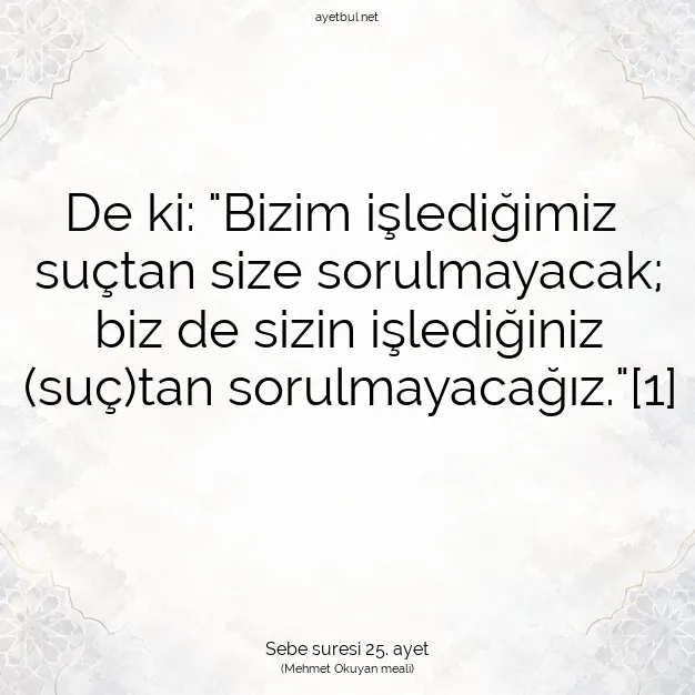 Ayetbul | Kuran Mealleri | Quran | Sebe suresi 25. ayet