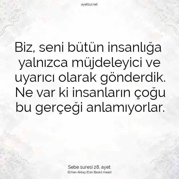Ayetbul | Kuran Mealleri | Quran | Sebe suresi 28. ayet