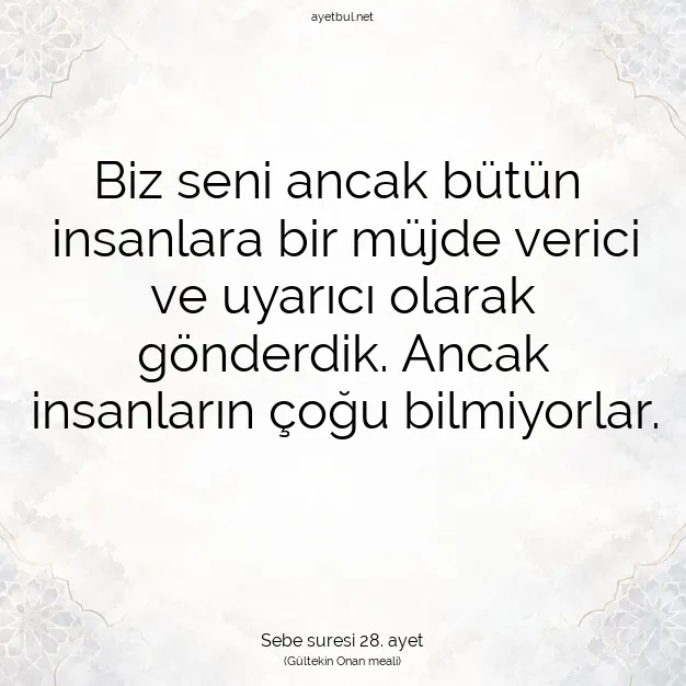 Ayetbul | Kuran Mealleri | Quran | Sebe suresi 28. ayet