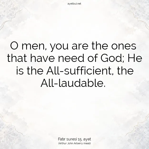 Ayetbul | Kuran Mealleri | Quran | Fatır suresi 15. ayet