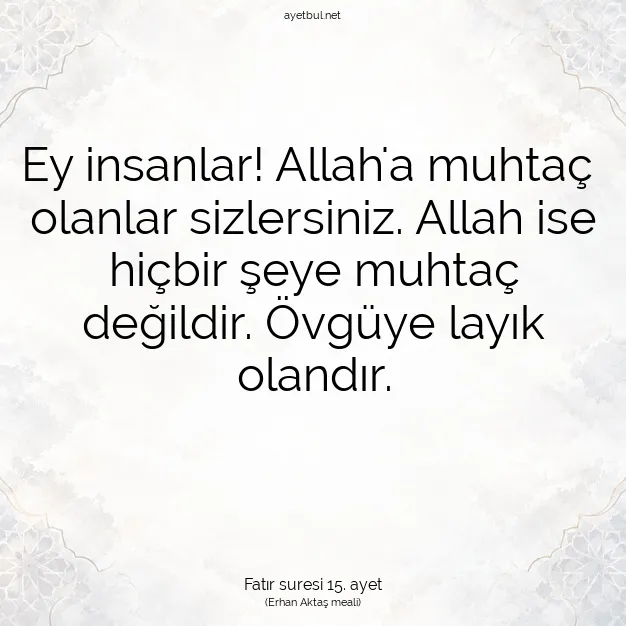 Ayetbul | Kuran Mealleri | Quran | Fatır suresi 15. ayet