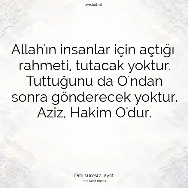 Ayetbul | Kuran Mealleri | Quran | Fatır suresi 2. ayet