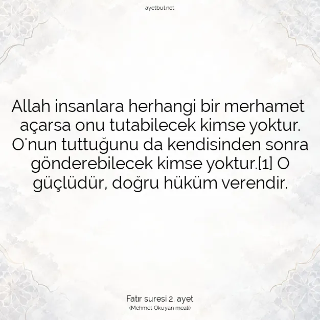 Ayetbul | Kuran Mealleri | Quran | Fatır suresi 2. ayet