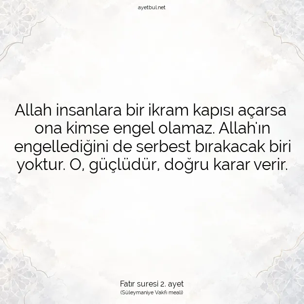 Ayetbul | Kuran Mealleri | Quran | Fatır suresi 2. ayet