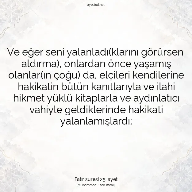 Ayetbul | Kuran Mealleri | Quran | Fatır suresi 25. ayet