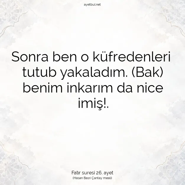 Ayetbul | Kuran Mealleri | Quran | Fatır suresi 26. ayet
