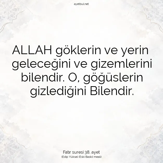 Ayetbul | Kuran Mealleri | Quran | Fatır suresi 38. ayet
