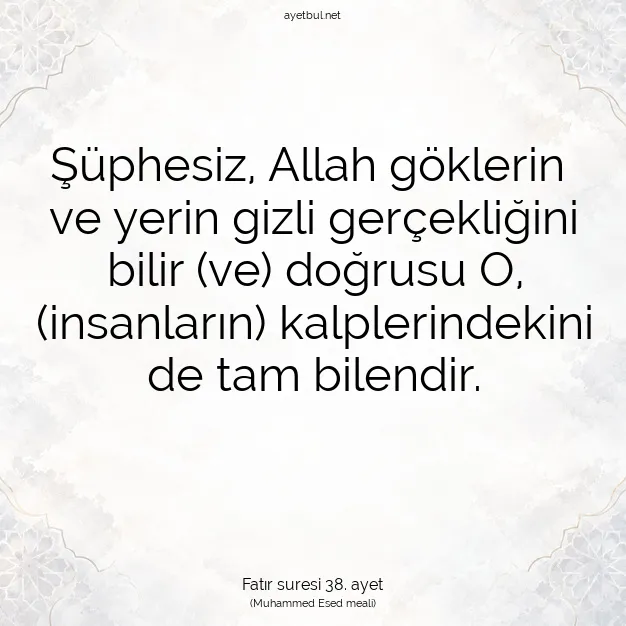 Ayetbul | Kuran Mealleri | Quran | Fatır suresi 38. ayet