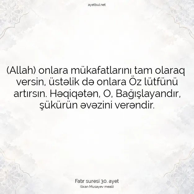 Ayetbul | Kuran Mealleri | Quran | Fatır suresi 30. ayet