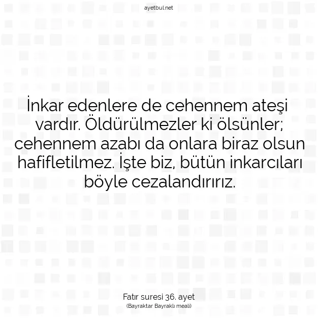 Ayetbul | Kuran Mealleri | Quran | Fatır suresi 36. ayet