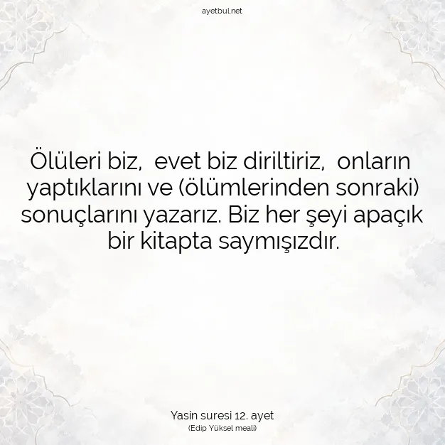 Ayetbul | Kuran Mealleri | Quran | Yasin suresi 12. ayet