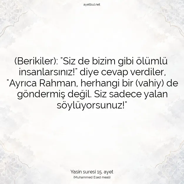 Ayetbul | Kuran Mealleri | Quran | Yasin suresi 15. ayet