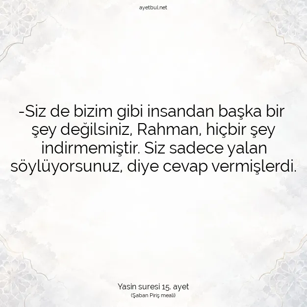 Ayetbul | Kuran Mealleri | Quran | Yasin suresi 15. ayet