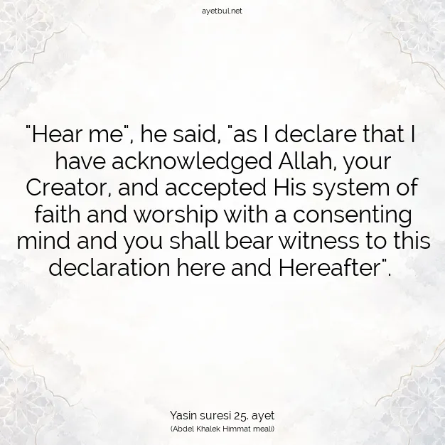 Ayetbul | Kuran Mealleri | Quran | Yasin suresi 25. ayet