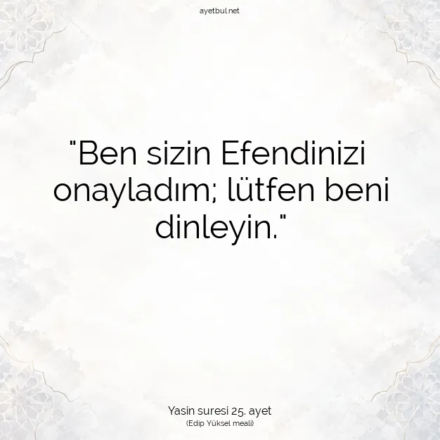 Ayetbul | Kuran Mealleri | Quran | Yasin suresi 25. ayet