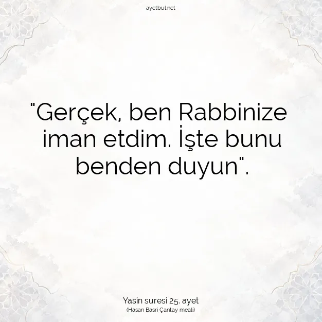 Ayetbul | Kuran Mealleri | Quran | Yasin suresi 25. ayet