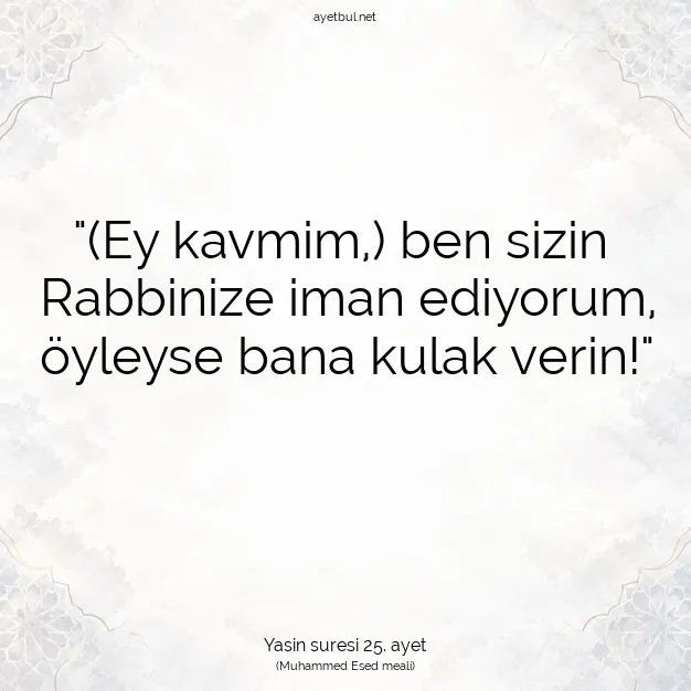 Ayetbul | Kuran Mealleri | Quran | Yasin suresi 25. ayet