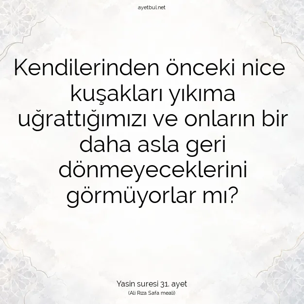 Ayetbul | Kuran Mealleri | Quran | Yasin suresi 31. ayet