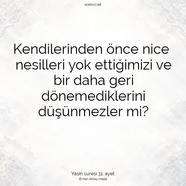 Ayetbul | Kuran Mealleri | Quran | Yasin suresi 31. ayet