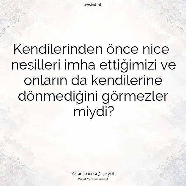 Ayetbul | Kuran Mealleri | Quran | Yasin suresi 31. ayet