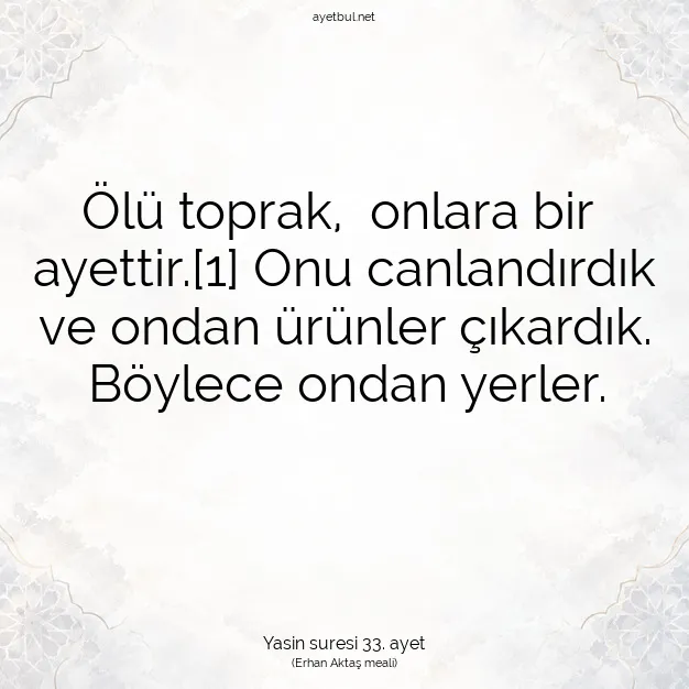 Ayetbul | Kuran Mealleri | Quran | Yasin suresi 33. ayet