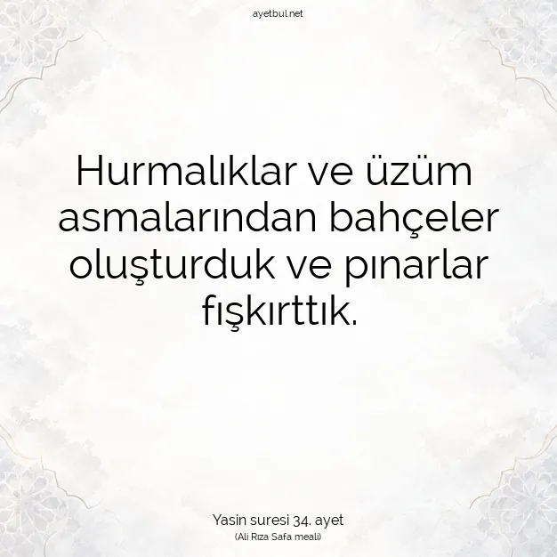 Ayetbul | Kuran Mealleri | Quran | Yasin suresi 34. ayet