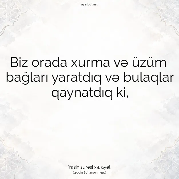 Ayetbul | Kuran Mealleri | Quran | Yasin suresi 34. ayet