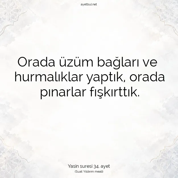 Ayetbul | Kuran Mealleri | Quran | Yasin suresi 34. ayet