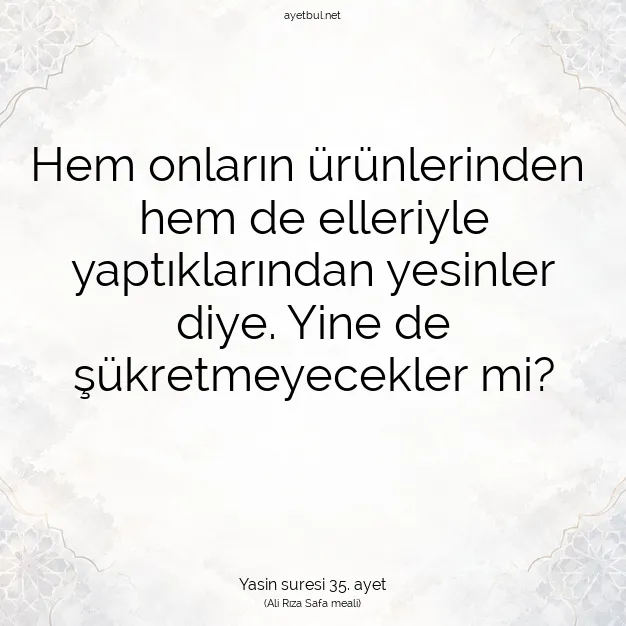 Ayetbul | Kuran Mealleri | Quran | Yasin suresi 35. ayet