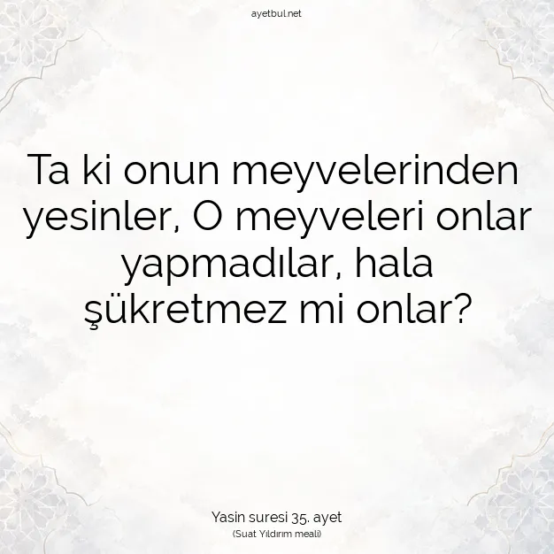 Ayetbul | Kuran Mealleri | Quran | Yasin suresi 35. ayet