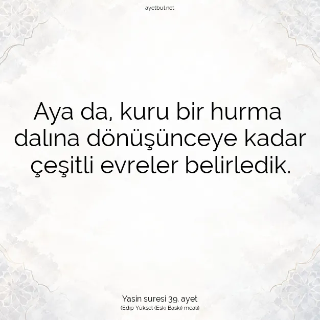 Ayetbul | Kuran Mealleri | Quran | Yasin suresi 39. ayet