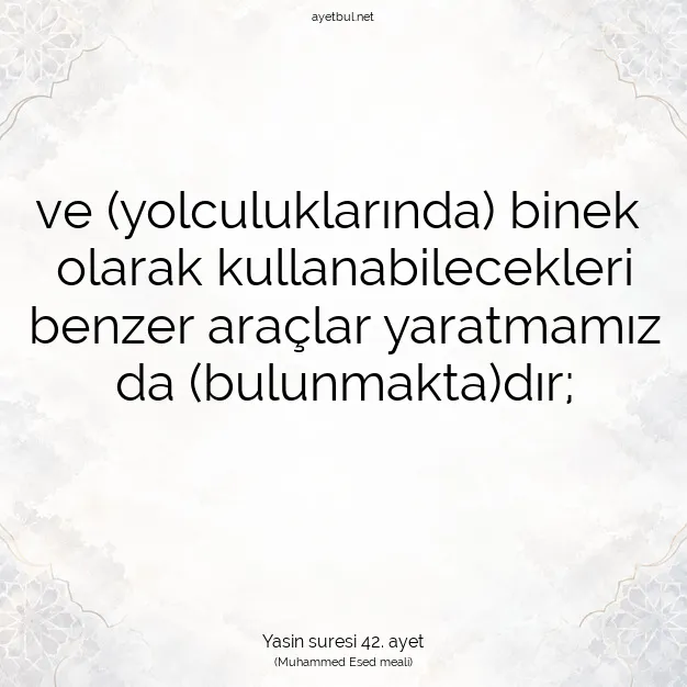 Ayetbul | Kuran Mealleri | Quran | Yasin suresi 42. ayet