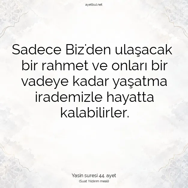 Ayetbul | Kuran Mealleri | Quran | Yasin suresi 44. ayet