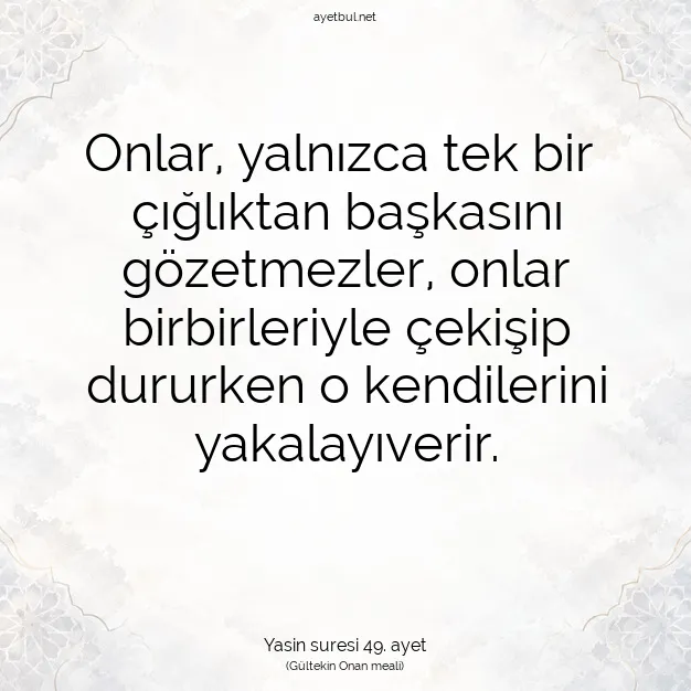 Ayetbul | Kuran Mealleri | Quran | Yasin suresi 49. ayet