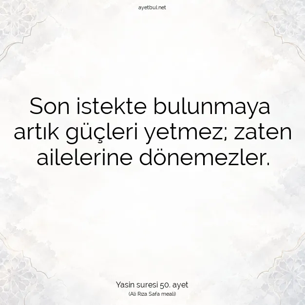 Ayetbul | Kuran Mealleri | Quran | Yasin suresi 50. ayet