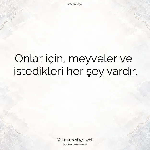 Ayetbul | Kuran Mealleri | Quran | Yasin suresi 57. ayet