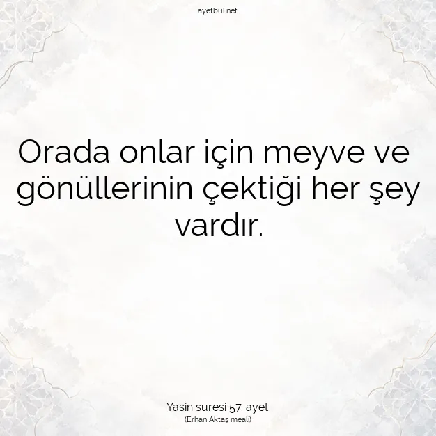 Ayetbul | Kuran Mealleri | Quran | Yasin suresi 57. ayet