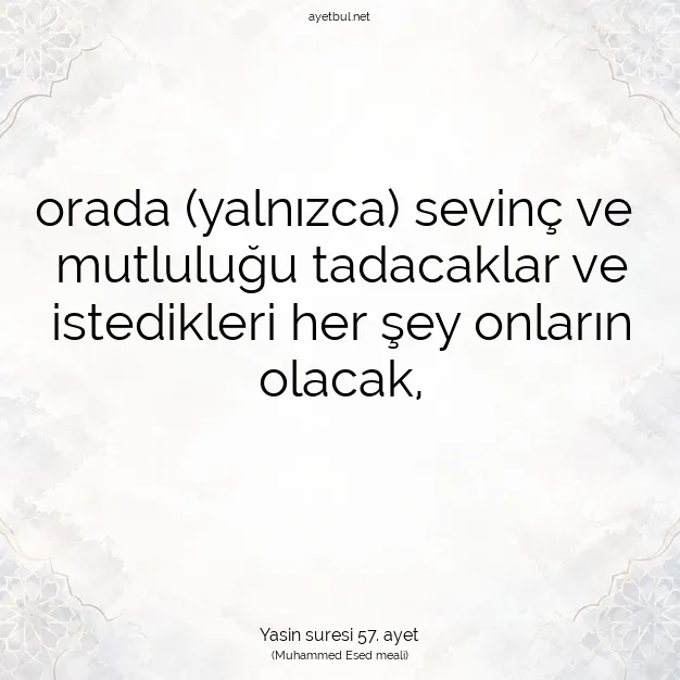 Ayetbul | Kuran Mealleri | Quran | Yasin suresi 57. ayet
