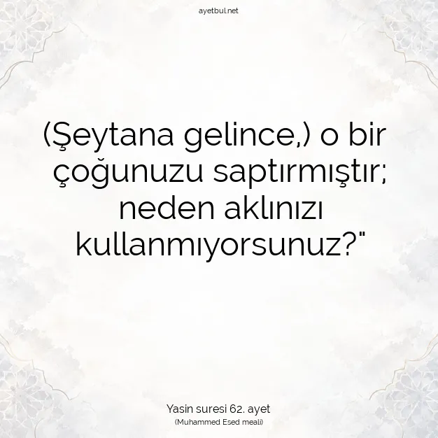 Ayetbul | Kuran Mealleri | Quran | Yasin suresi 62. ayet