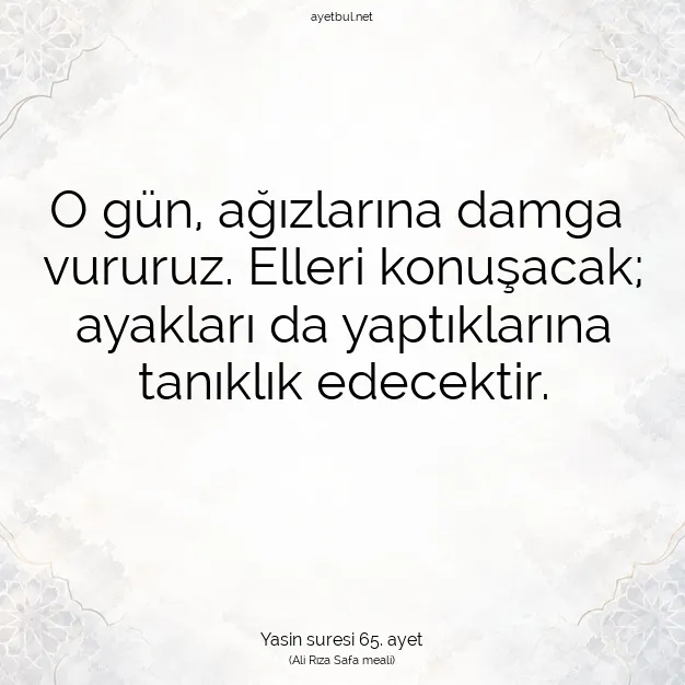 Ayetbul | Kuran Mealleri | Quran | Yasin suresi 65. ayet
