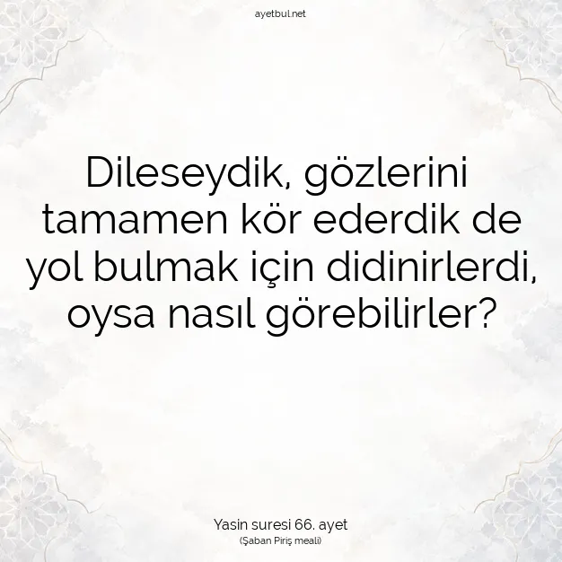 Ayetbul | Kuran Mealleri | Quran | Yasin suresi 66. ayet