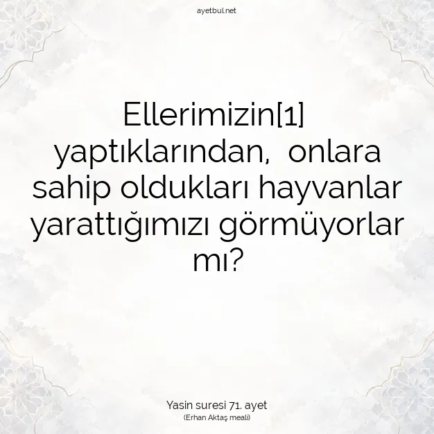 Ayetbul | Kuran Mealleri | Quran | Yasin suresi 71. ayet