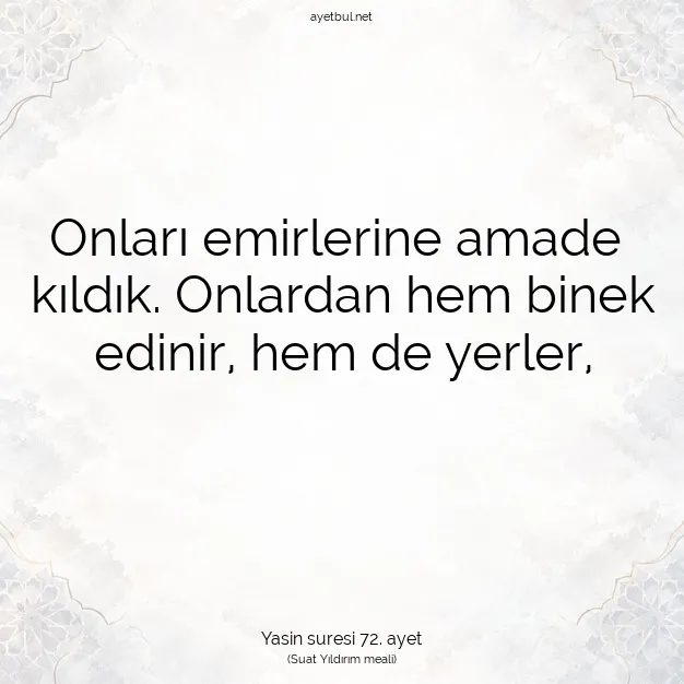 Ayetbul | Kuran Mealleri | Quran | Yasin suresi 72. ayet